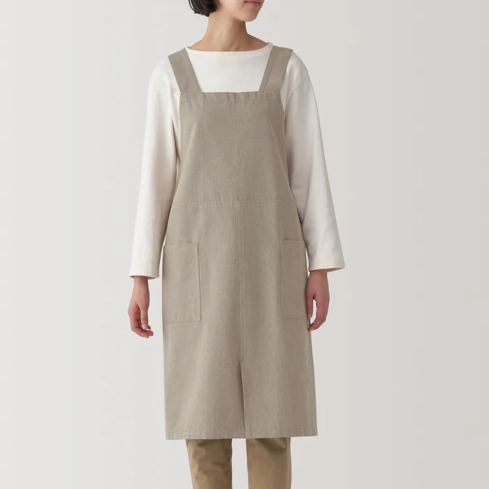 Plain Weave Cotton Shoulder Strap Apron - S-M